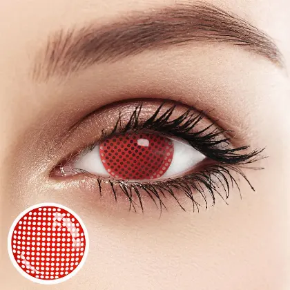 EYEZALENS 레드 메시 색렌즈 서클렌즈 1년